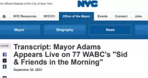 nyc Mayor Adams Appears Live on 77 WABC sep 28 2023