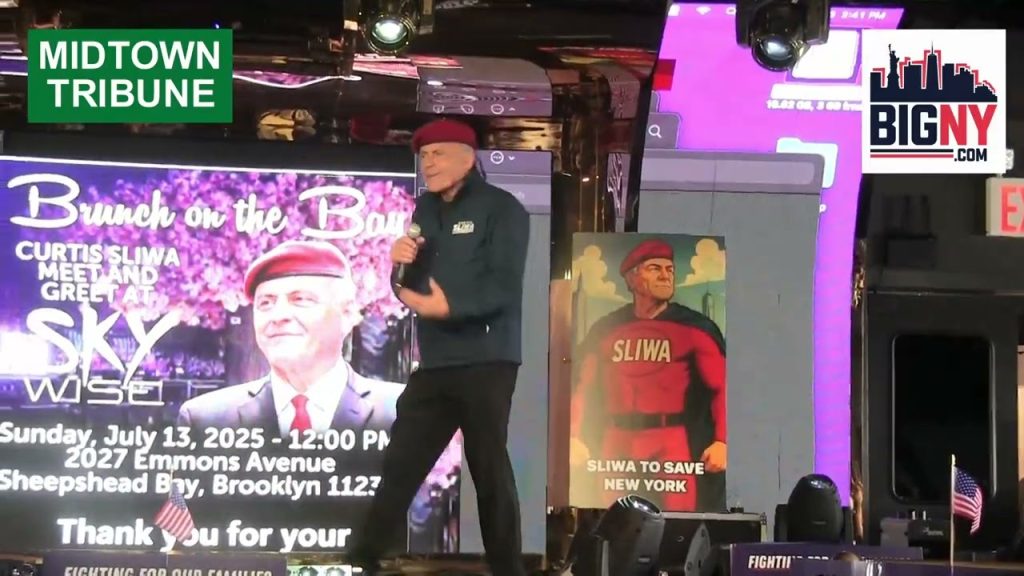 Curtis Sliwa, a candidate for NYC Mayor in 2025, at the Skywise Lounge