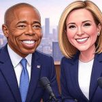 NY News Mayor Eric Adams and Police Commissioner Jessica Tisch Cartoon humor