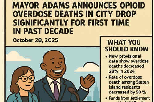 NY news Mayor Adams Announces Opioid Overdose Deaths in City Drop Significantly for First Time in Past Decade October