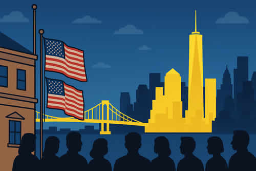 NY news USA flags October 7 2025