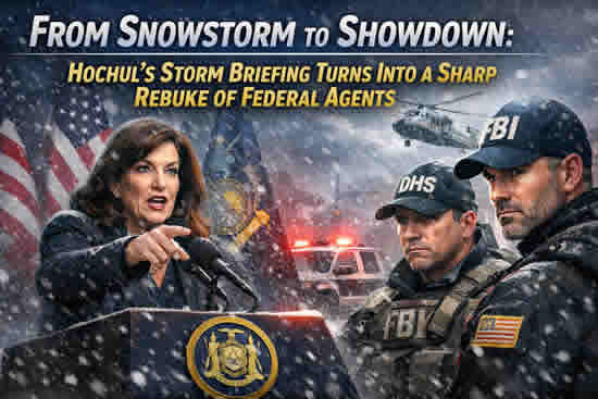 New York News - Snowstorm briefing becomes tense showdown