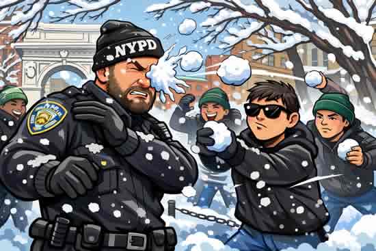 New York news NYPD under snow atack