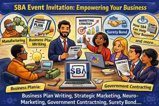 NYC-news-SBA event invitation: Manufacturing series, Business Plan Writing, Strategic Marketing, Neuro-Marketing, Government Contracting series, Surety Bond, Grants.gov, How SBA Can Help Your Business,