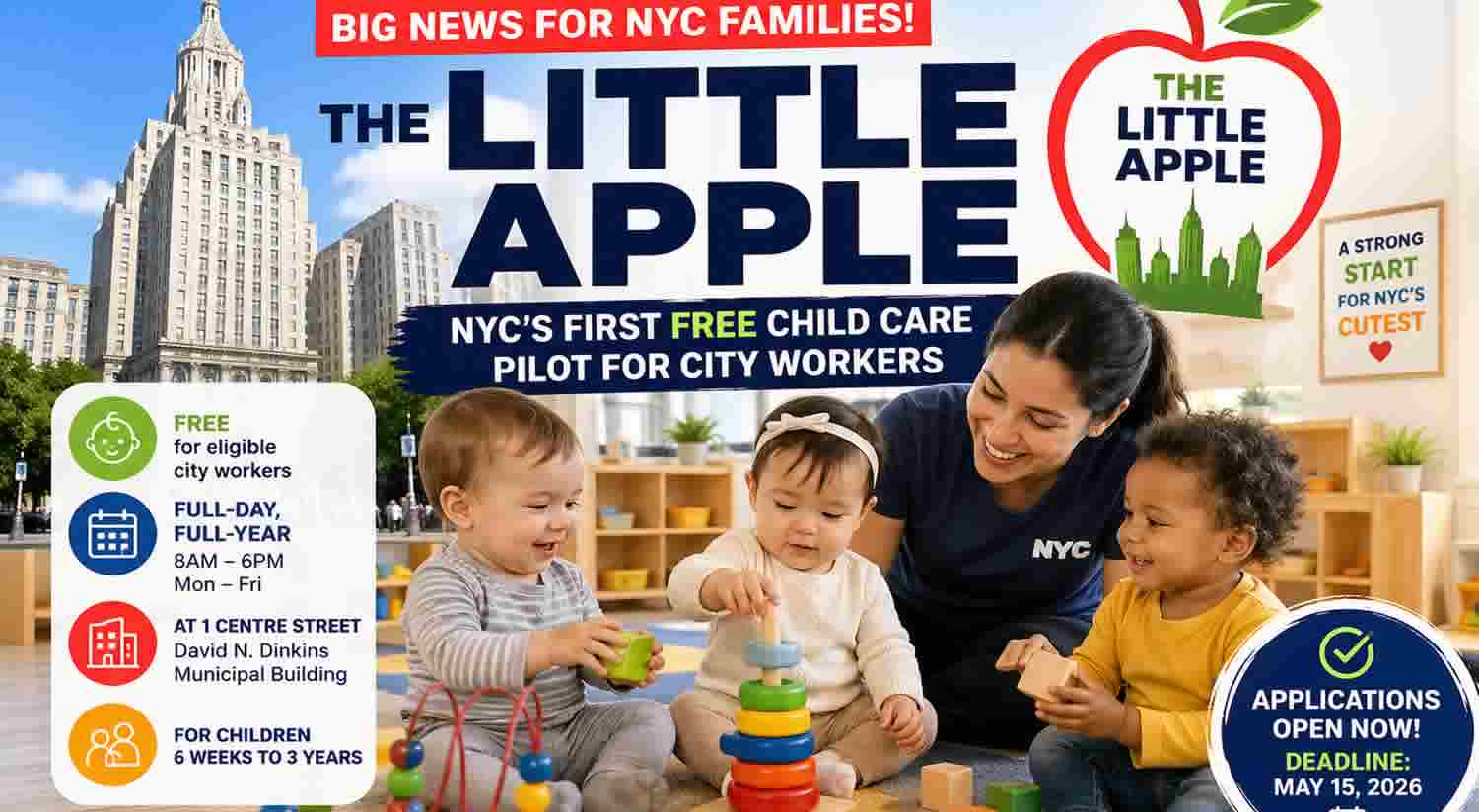 Free child care NYC Little Apple program for city workers