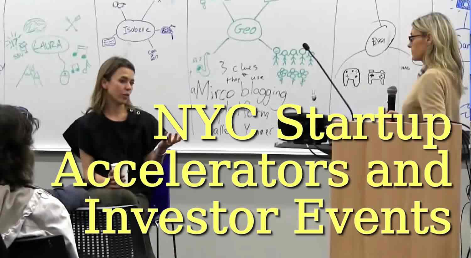 New York startup accelerators and investor networking event with founders presenting and business professionals attending