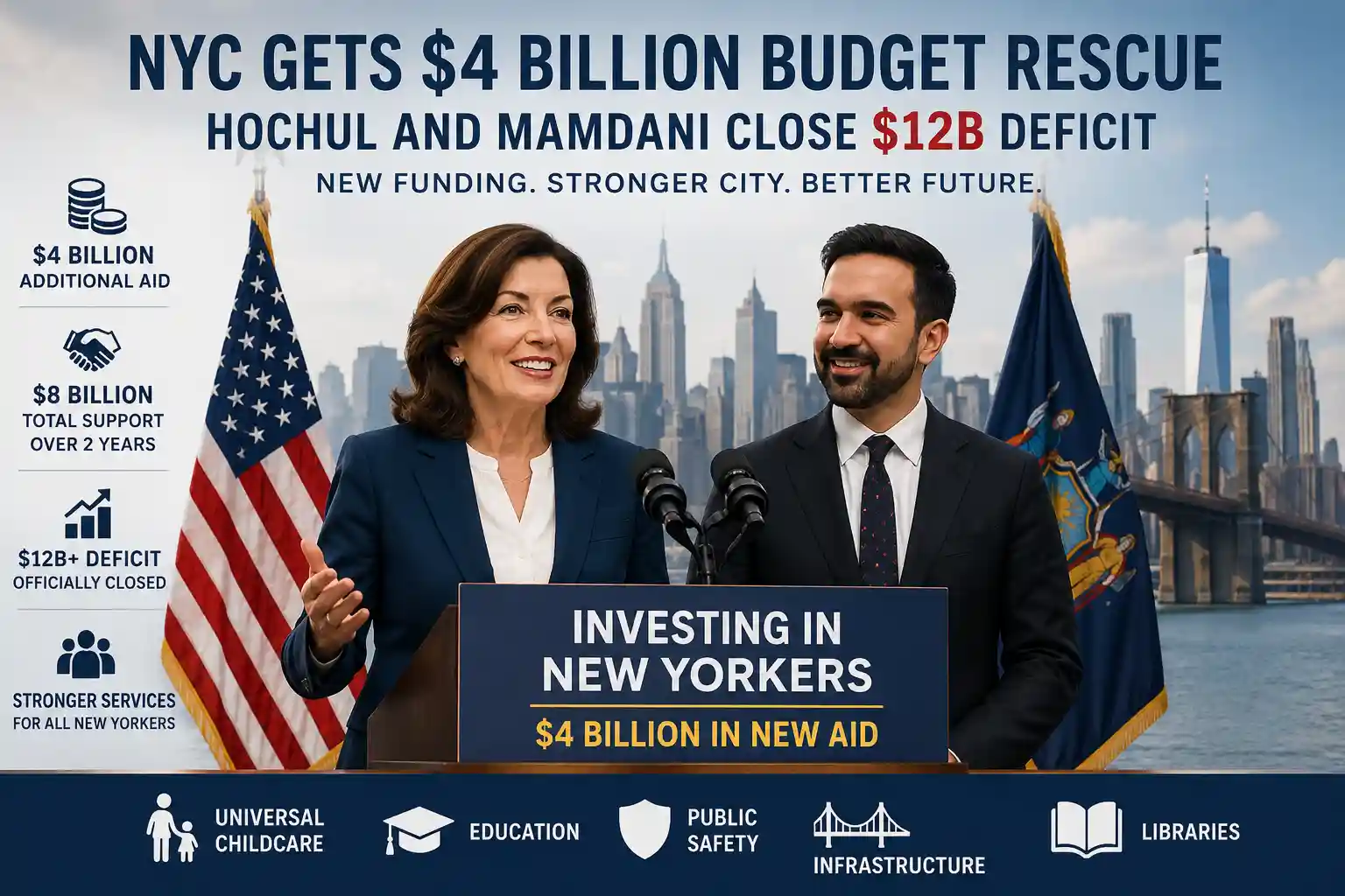Governor Kathy Hochul and Mayor Zohran Mamdani announce New York City budget support