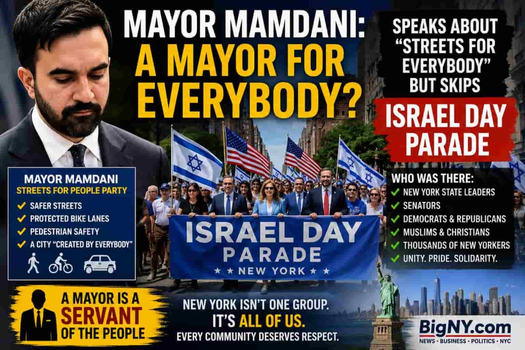 Mayor Mamdani Talks “Streets for Everybody” After Skipping Israel Day Parade - person in news image