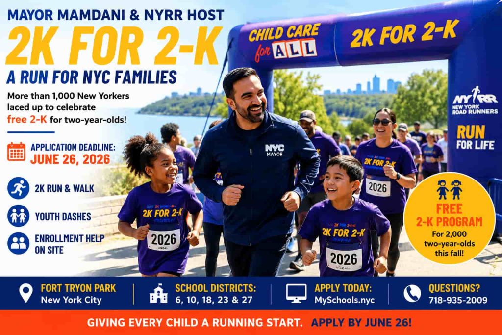 Mayor Mamdani and NYRR Host 2K for 2-K Event to Promote Free Child Care Seats for NYC Two-Year-Olds - person in news image