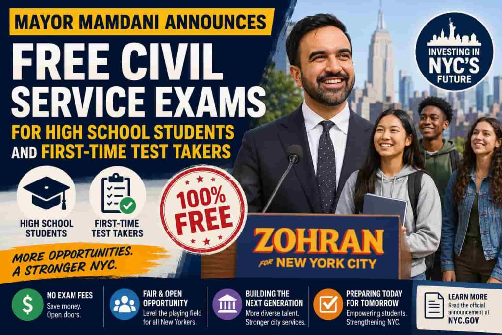 NYC Mayor Mamdani Announces Free Civil Service Exams for High School Students and First-Time Test Takers - person in news image