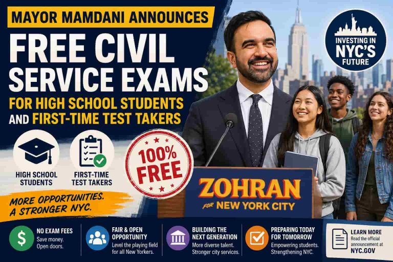 NYC Mayor Mamdani Announces Free Civil Service Exams for High School Students and First-Time Test Takers - person in news image